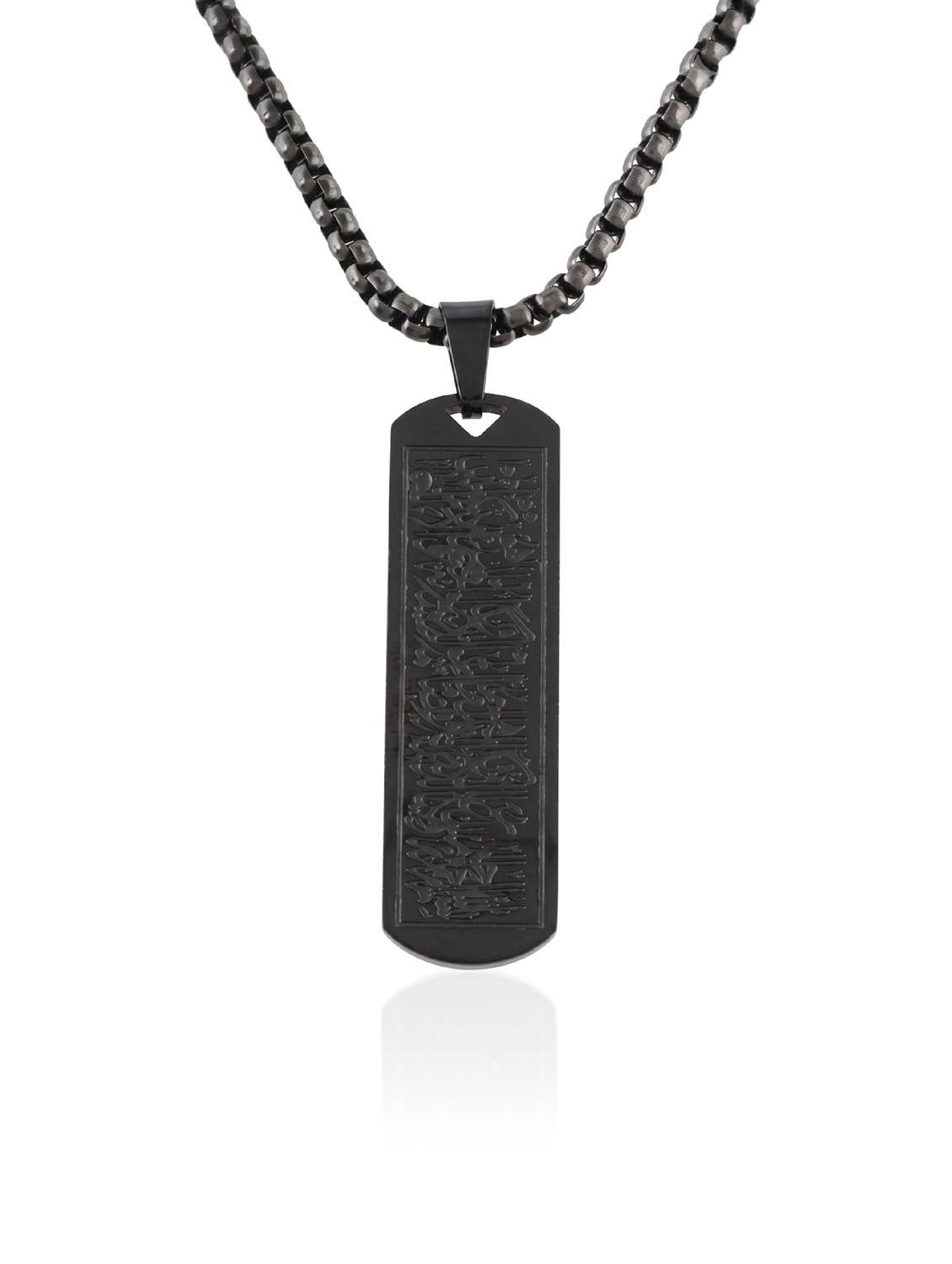 Black Metal Engraved Pendant With Chain Fashion Jewellery - 22740111 -  Standard Image - 2