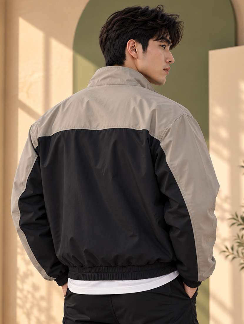 Men Color Block Long Sleeve Windheater Bomber Jacket - 22740404 -  Standard Image - 2