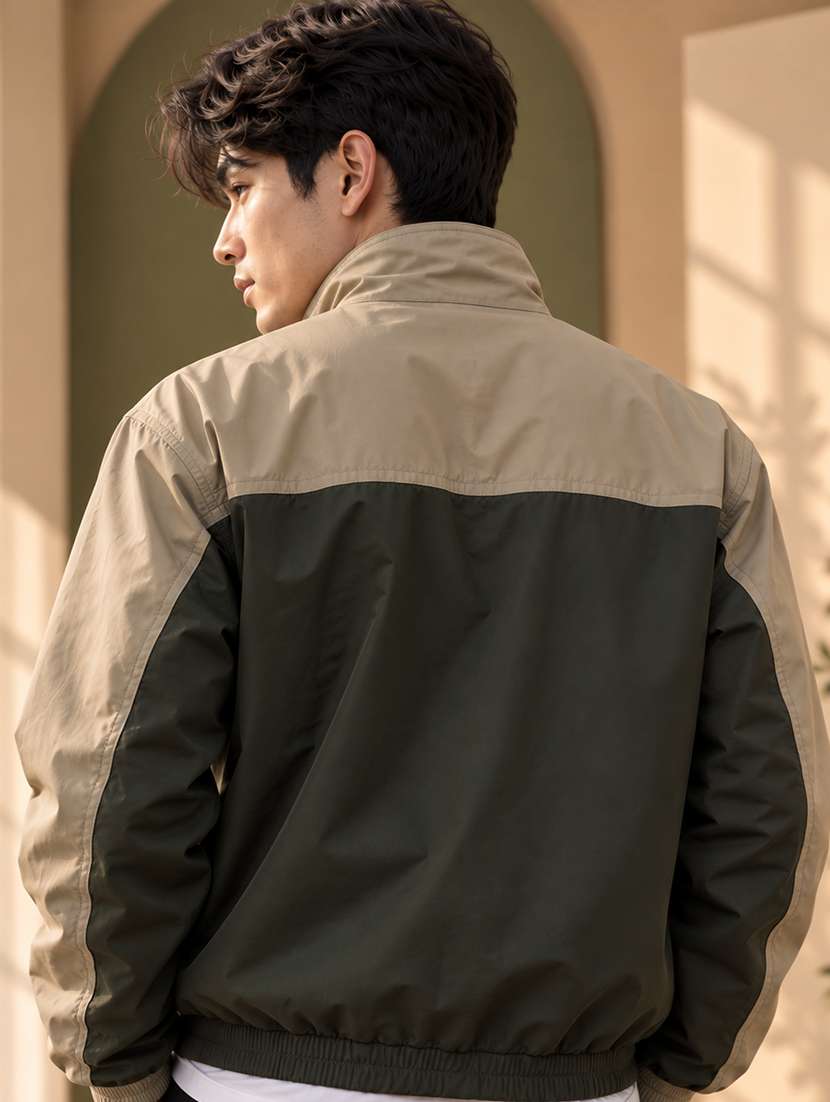 Men Color Block Long Sleeve Windheater Bomber Jacket - 22740405 -  Standard Image - 2