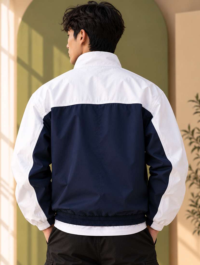 Men Color Block Long Sleeve Windheater Bomber Jacket - 22740407 -  Standard Image - 2