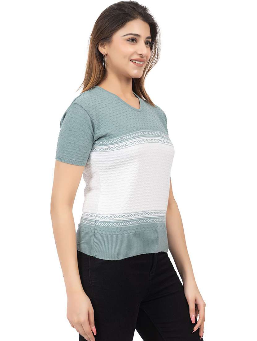 Women Colourblocked Short Sleeves Regular T-shirt - 22740418 -  Standard Image - 2