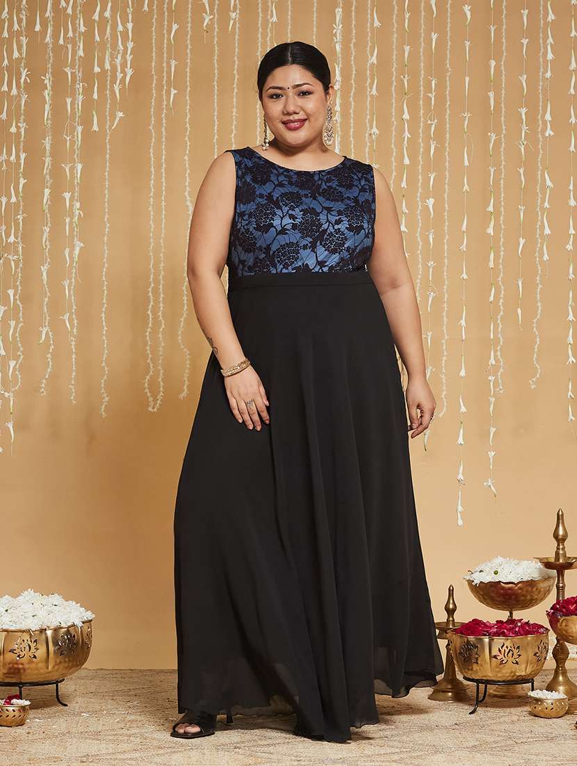 Women Self Design Sleeveless Fit And Flare Dress - 22740802 -  Standard Image - 2