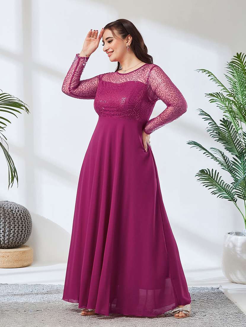 Women Embroidered Long Sleeves Fit And Flare Gown - 22741005 -  Standard Image - 2