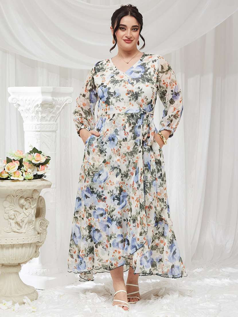 Women Printed Long Sleeves Wrap Dress - 22741212 -  Standard Image - 2