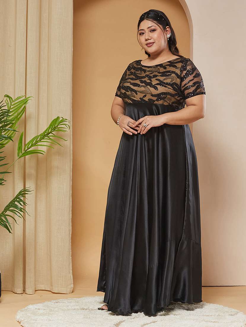 Women Embroidered Short Sleeves Fit And Flare Gown - 22741363 -  Standard Image - 2