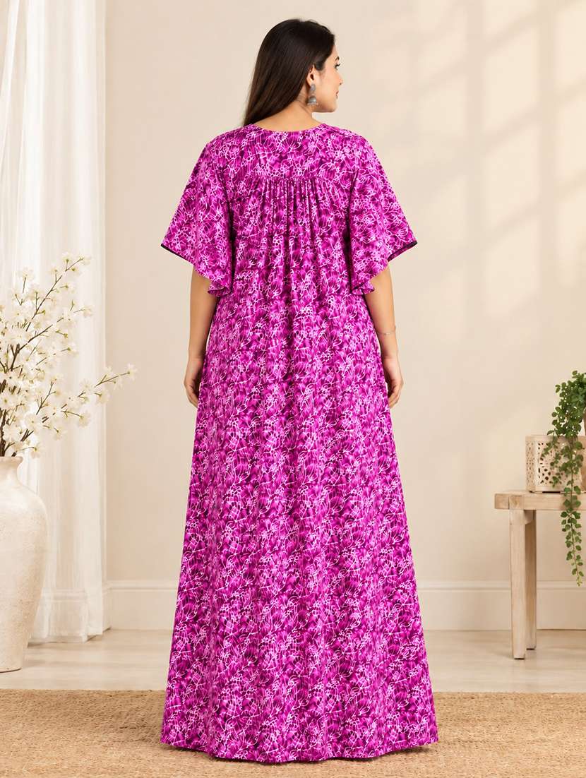 Women Printed Round Neck Nighty - 22741783 -  Standard Image - 2