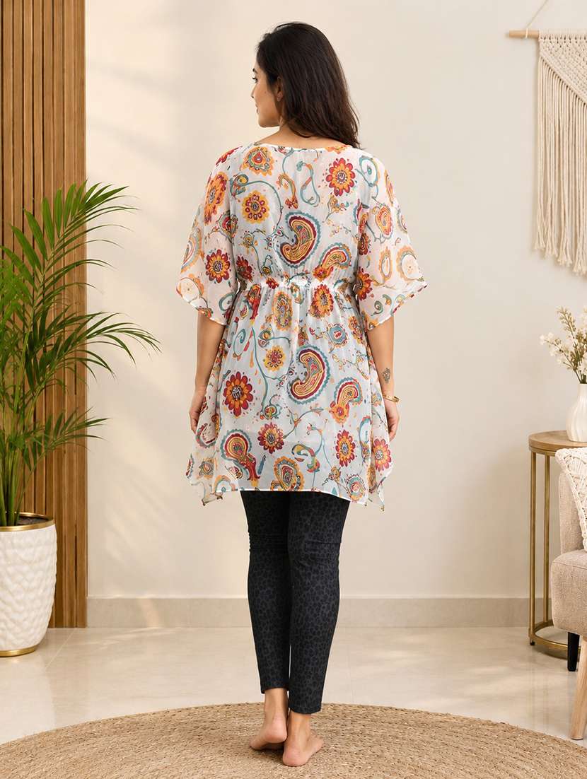 Women Printed Round Neck Kaftan Tunic - 22741794 -  Standard Image - 2