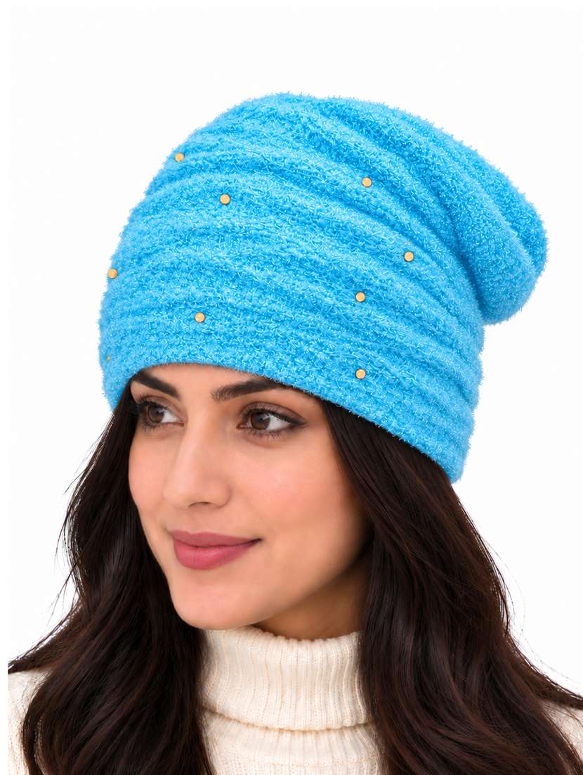Women Self Design Winter Beanie Cap - 22743399 -  Standard Image - 2