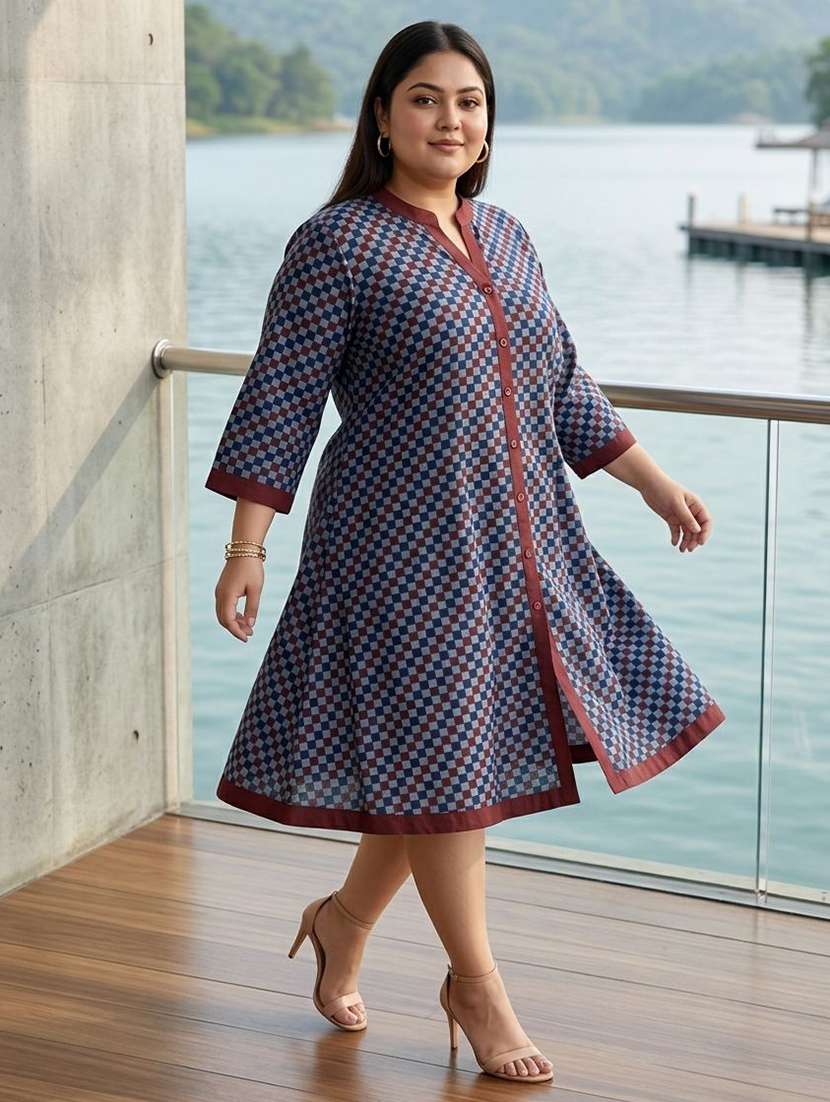 Women Printed Three Quarter Sleeves A-line Dress - 22743556 -  Standard Image - 2