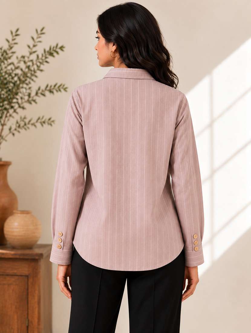 Women Striped Long Sleeves Regular Shirt - 22744000 -  Standard Image - 2