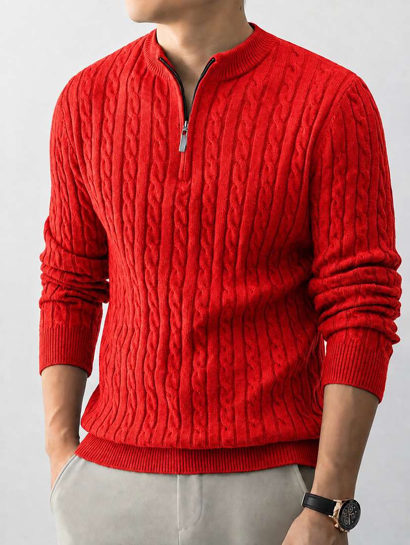 Men Self Design Long Sleeve Regular Fit Pullover - 22744096 -  Standard Image - 2