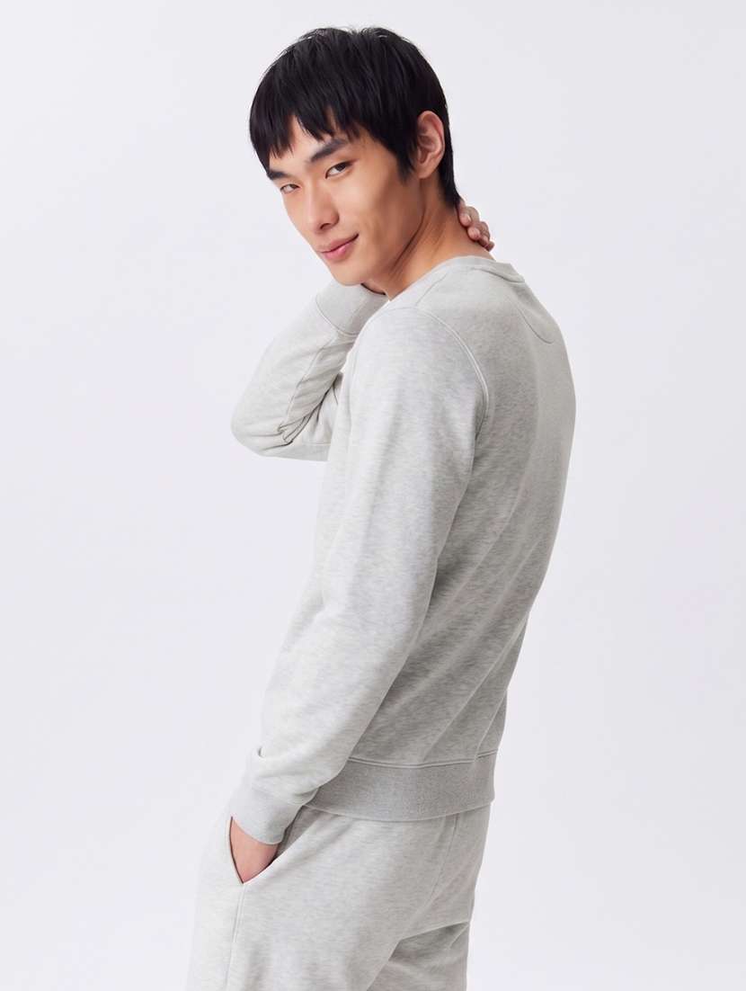 Men Melange Long Sleeve Regular Fit Sweatshirt - 22744135 -  Standard Image - 2