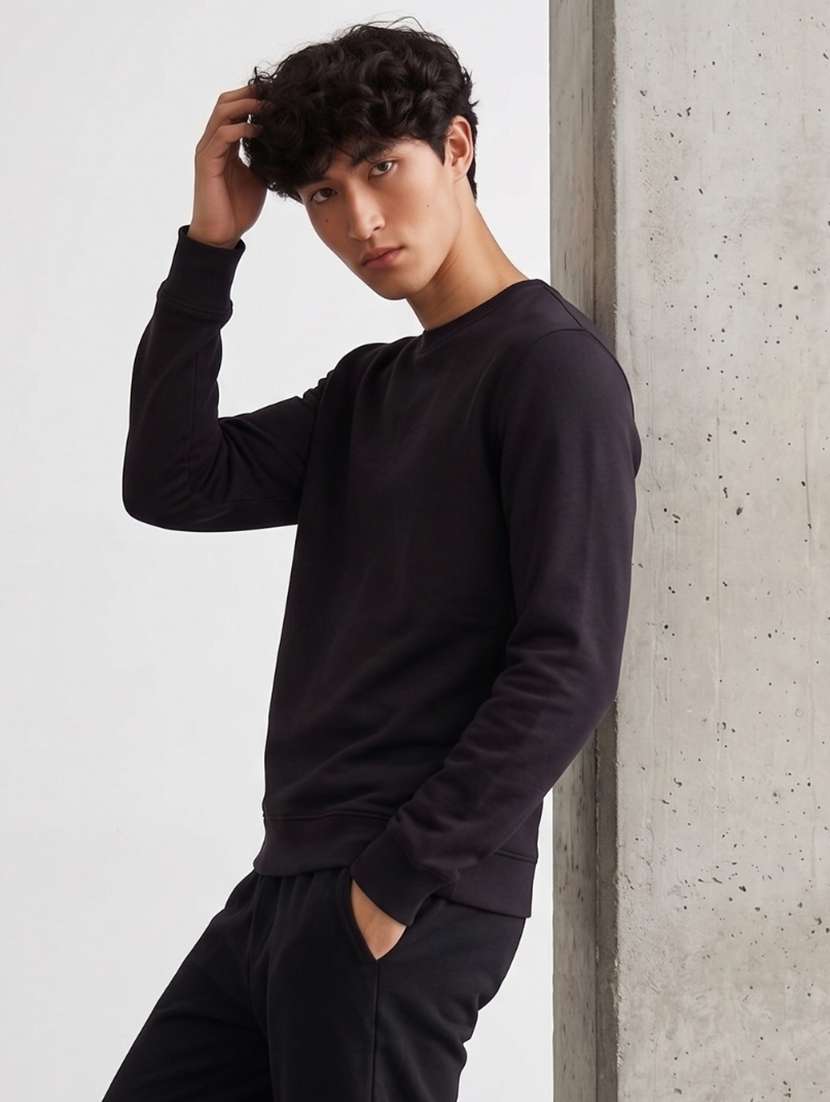Men Solid Long Sleeve Regular Fit Sweatshirt - 22744142 -  Standard Image - 2