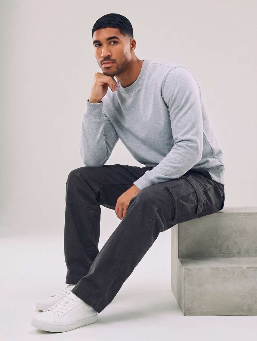 Men Melange Long Sleeve Regular Fit Sweatshirt - 22744144 -  Standard Image - 2