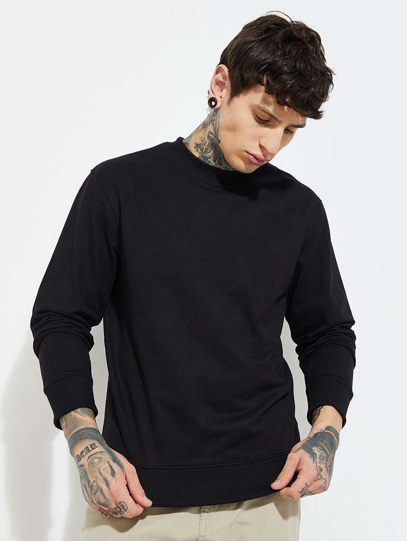Men Solid Long Sleeve Regular Fit Sweatshirt - 22744146 -  Standard Image - 2