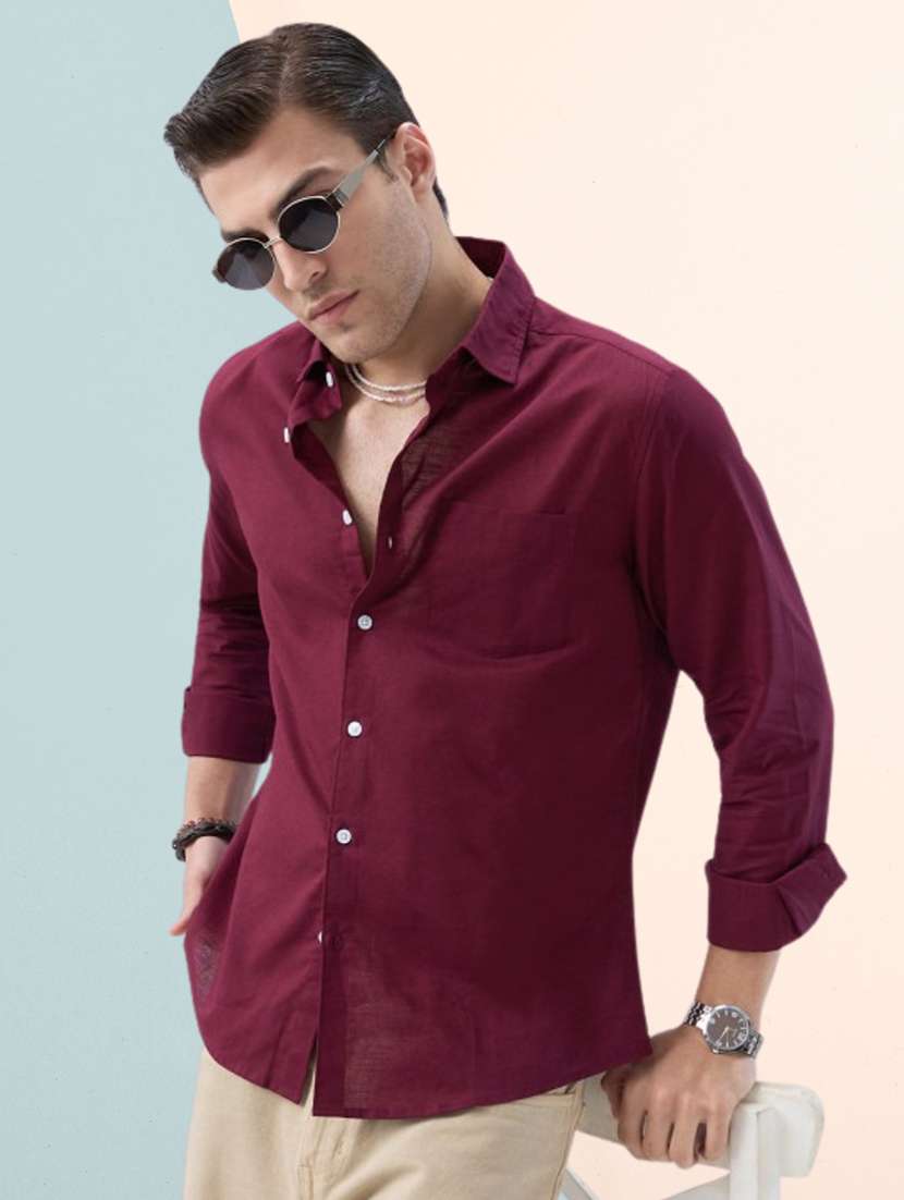Men Solid Long Sleeve Regular Fit Casual Shirt - 22744187 -  Standard Image - 2