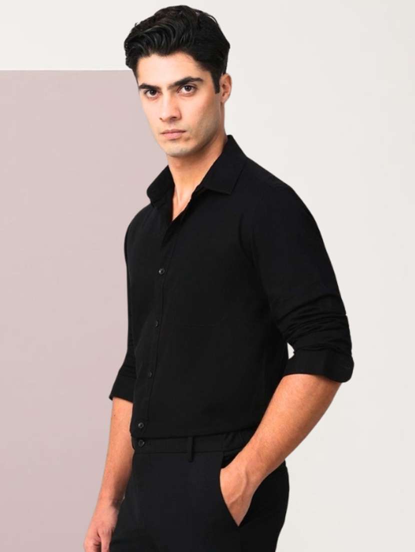 Men Solid Long Sleeve Regular Fit Casual Shirt - 22744190 -  Standard Image - 2