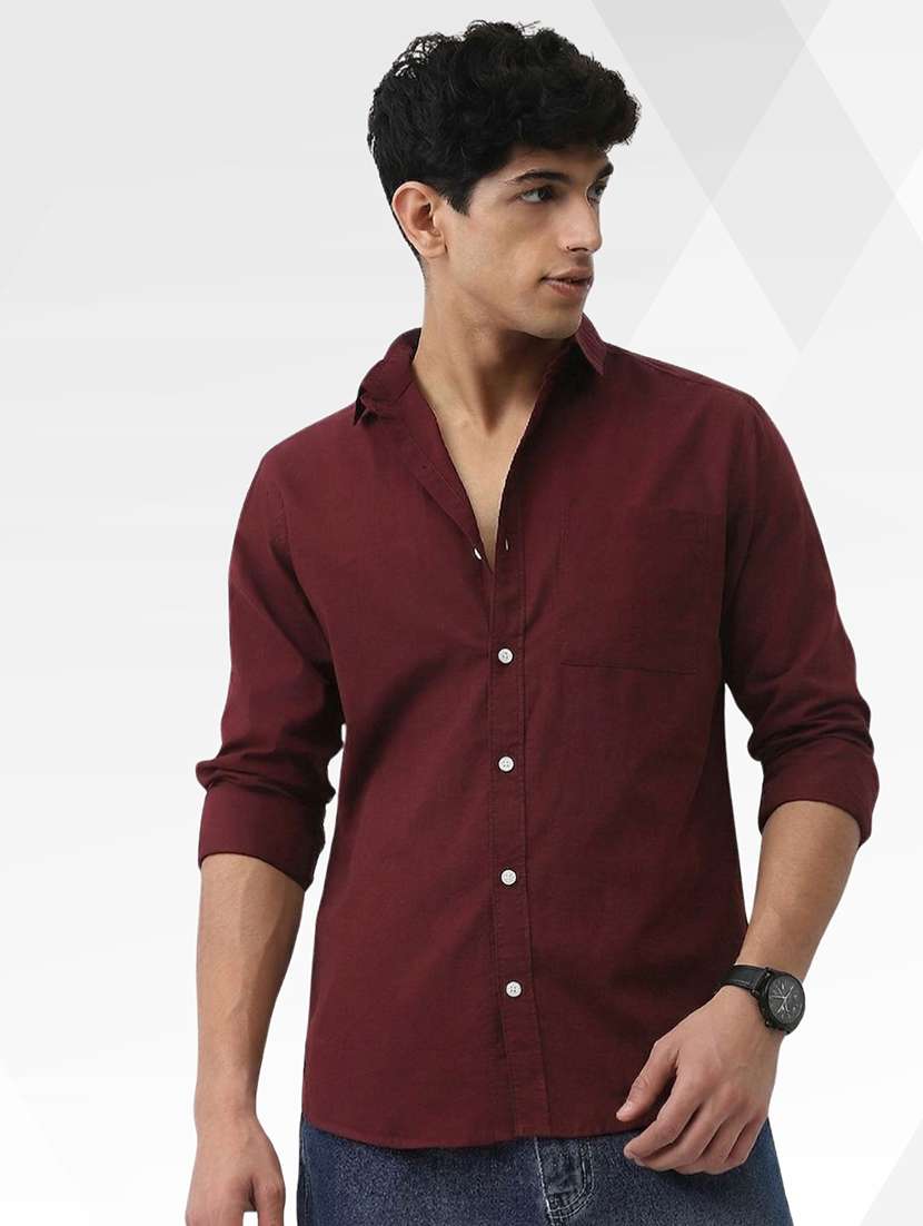 Men Solid Long Sleeve Regular Fit Casual Shirt - 22744193 -  Standard Image - 2