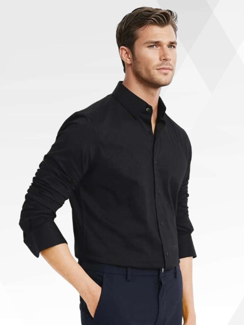 Men Solid Long Sleeve Slim Fit Formal Shirt - 22744216 -  Standard Image - 2