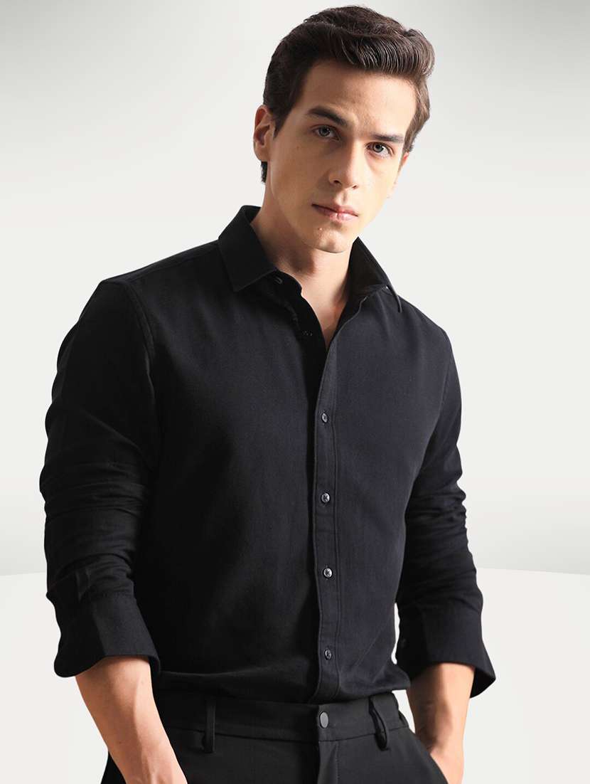 Men Solid Long Sleeve Slim Fit Formal Shirt - 22744225 -  Standard Image - 2