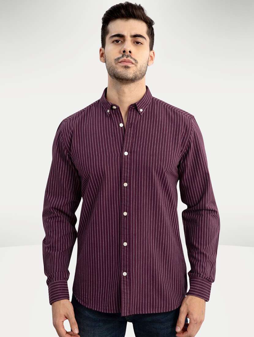 Men Striped Long Sleeve Slim Fit Casual Shirt - 22744233 -  Standard Image - 2