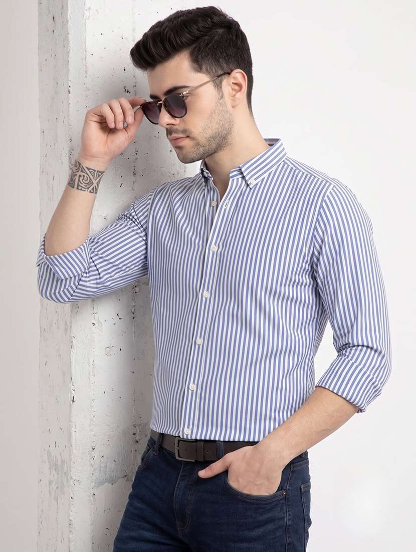 Men Striped Long Sleeve Slim Fit Casual Shirt - 22744237 -  Standard Image - 2