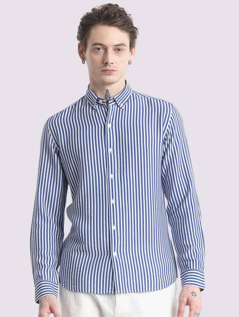 Men Striped Long Sleeve Slim Fit Casual Shirt - 22744244 -  Standard Image - 2