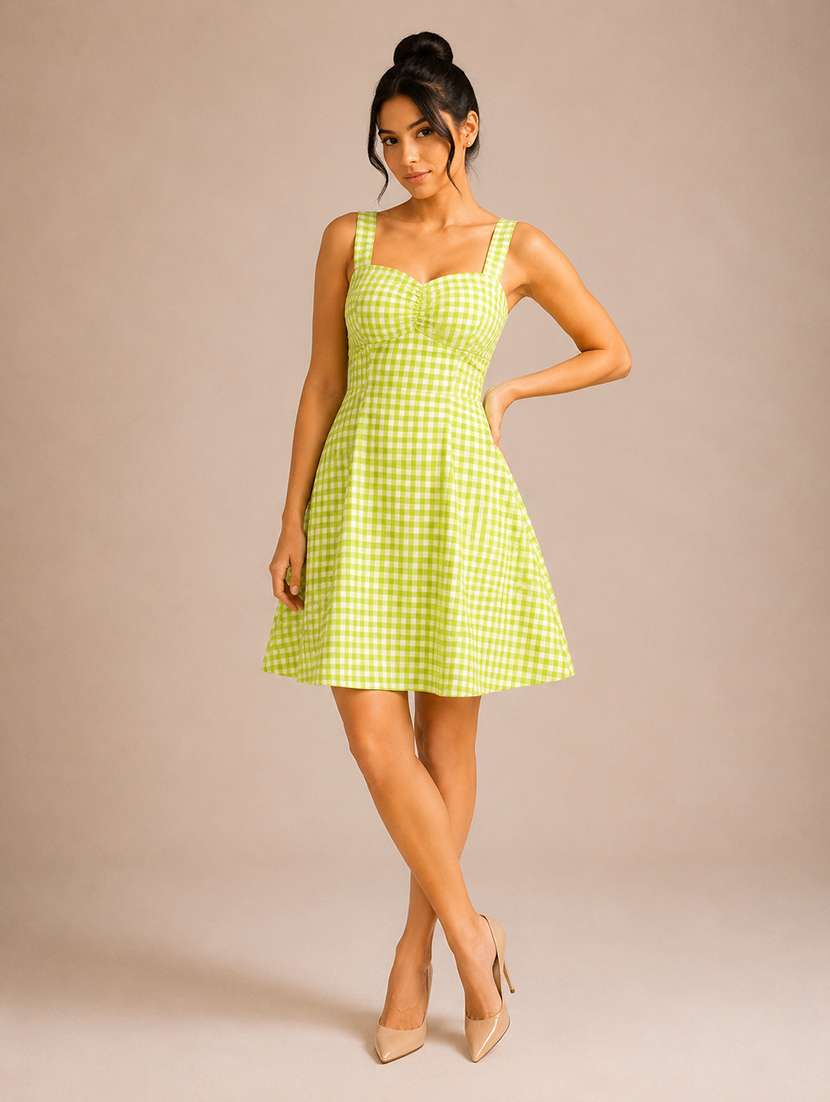 Women Checkered Sleeveless A-line Dress - 22744335 -  Standard Image - 2