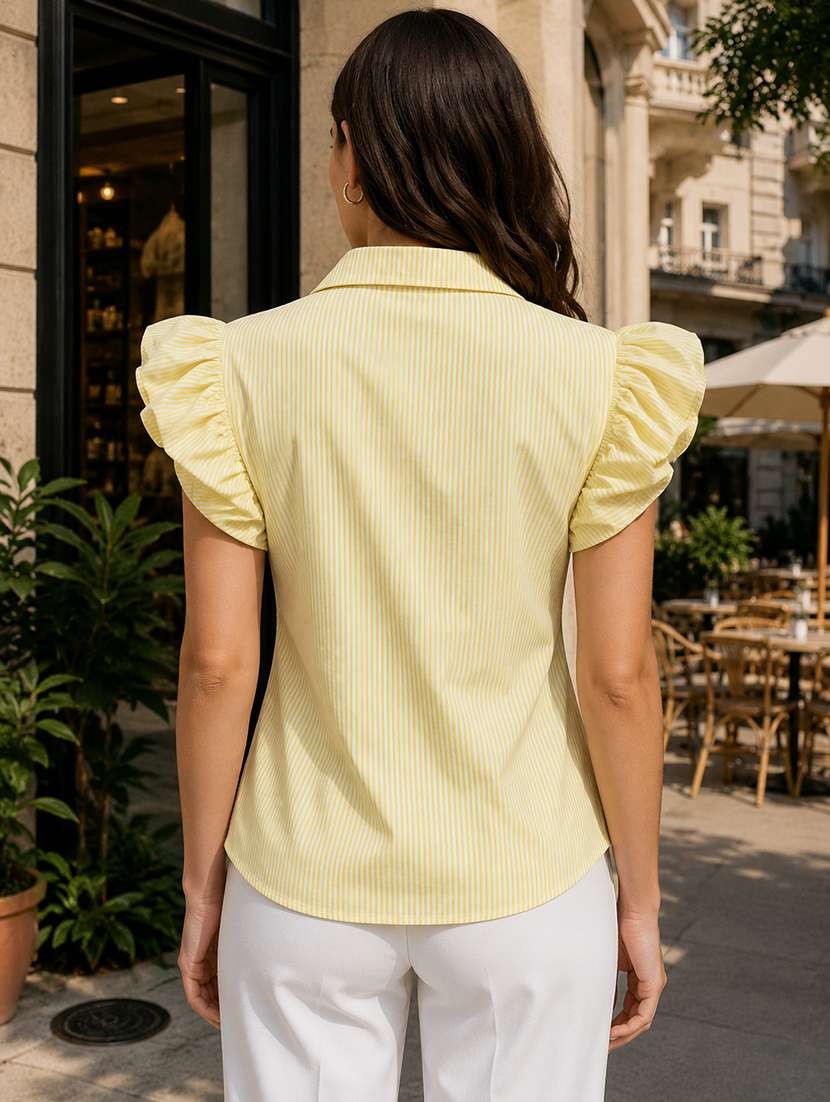 Women Striped Puff Sleeves Regular Top - 22744388 -  Standard Image - 2
