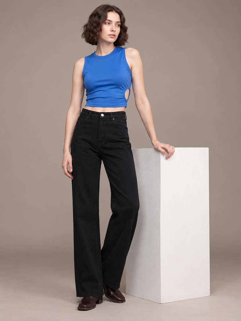 Women Solid High Rise Straight Jeans - 22744422 -  Standard Image - 2