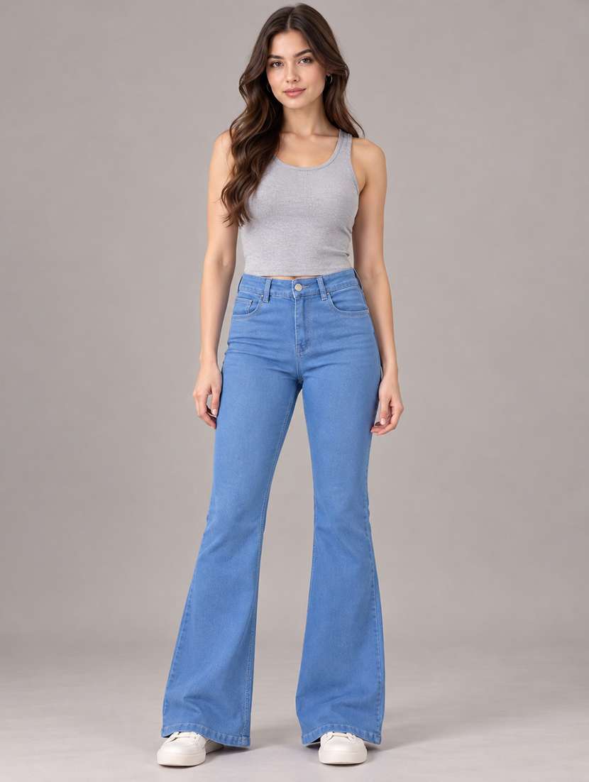 Women Solid High Rise Bootcut Jeans - 22744423 -  Standard Image - 2