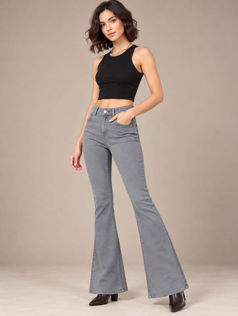 Women Solid High Rise Bootcut Jeans - 22744425 -  Standard Image - 2