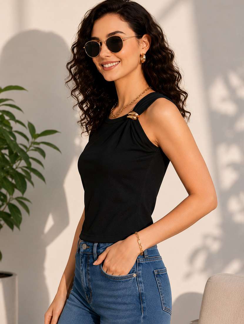 Women Solid Sleeveless Regular Top - 22745250 -  Standard Image - 2