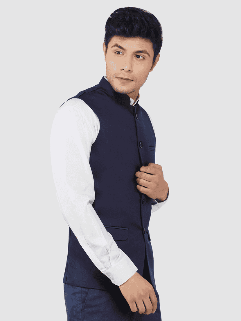 Men Solid Sleeveless Regular Fit Nehru Jacket - 22745479 -  Standard Image - 2
