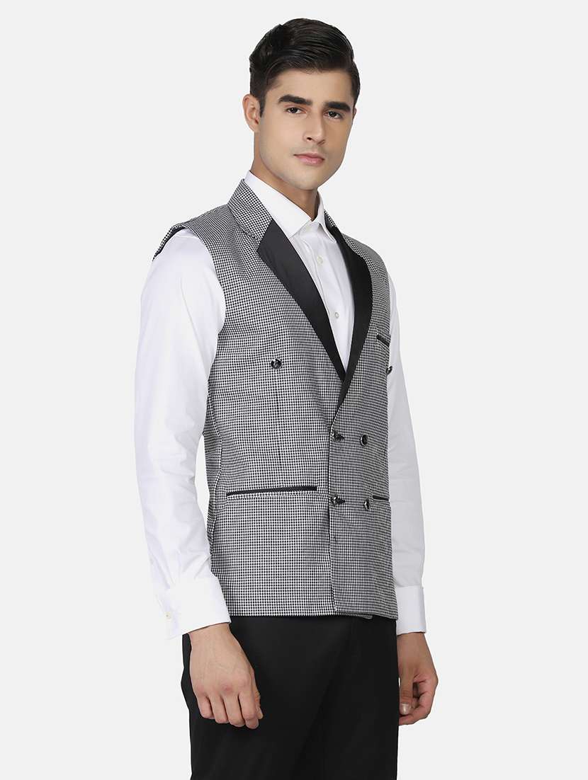 Men Checkered Sleeveless Regular Fit Waist Coat - 22745480 -  Standard Image - 2