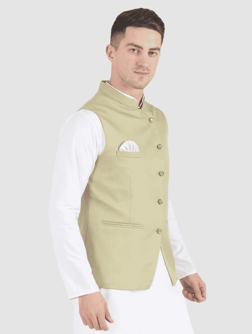 Men Solid Sleeveless Regular Fit Nehru Jacket - 22745493 -  Standard Image - 2