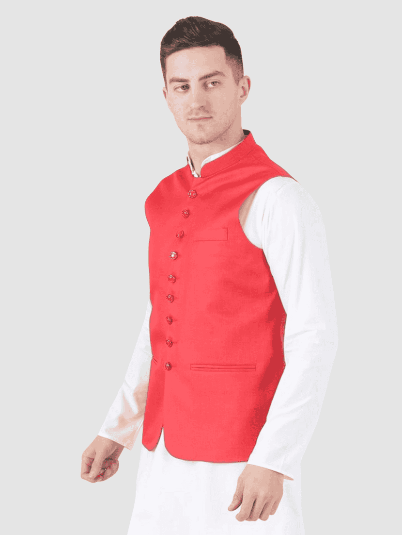 Men Solid Sleeveless Regular Fit Nehru Jacket - 22745507 -  Standard Image - 2