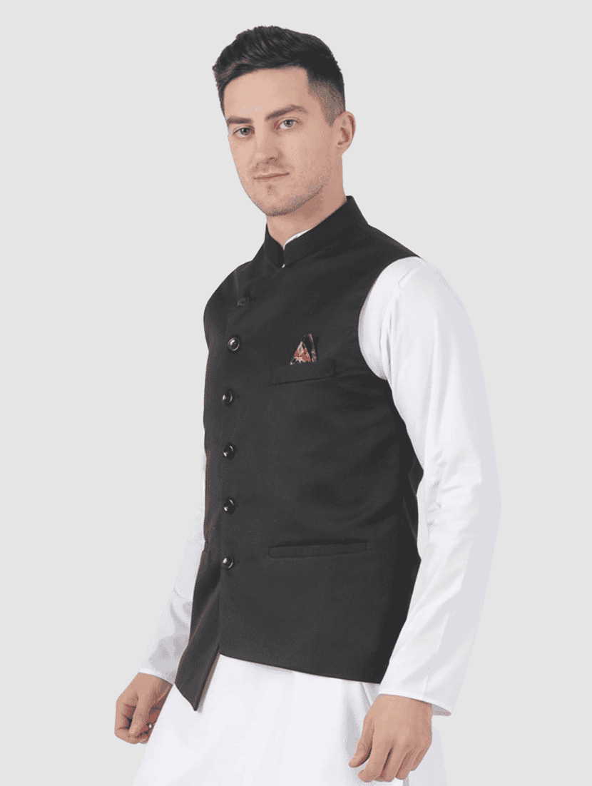 Men Solid Sleeveless Regular Fit Nehru Jacket - 22745508 -  Standard Image - 2