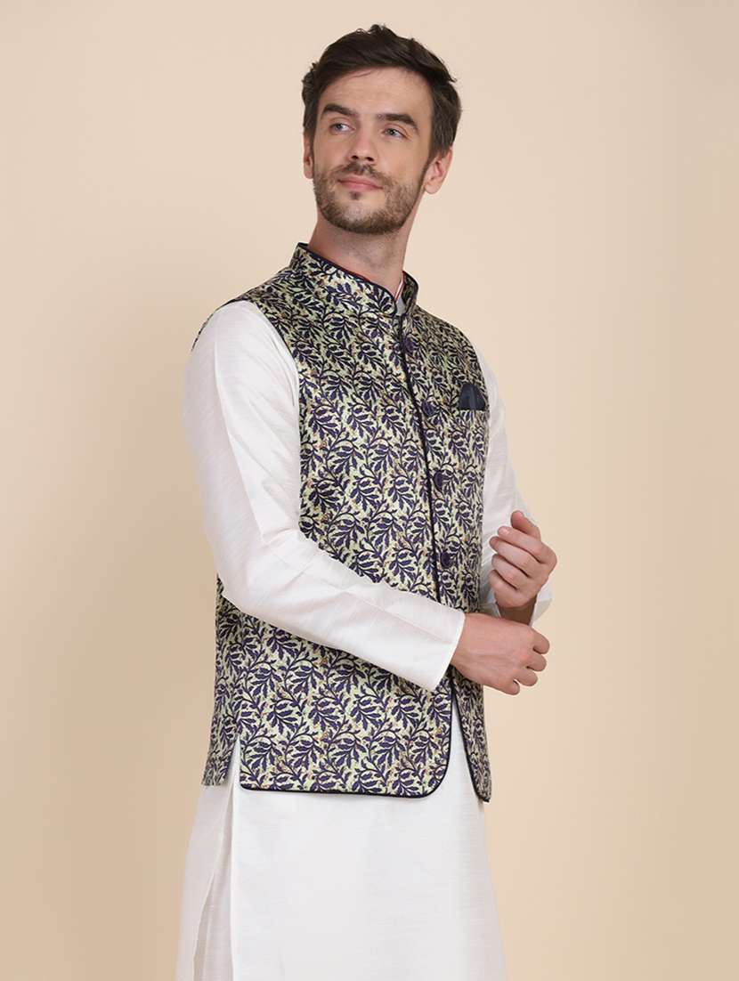 Men Printed Sleeveless Nehru Jacket - 22745523 -  Standard Image - 2