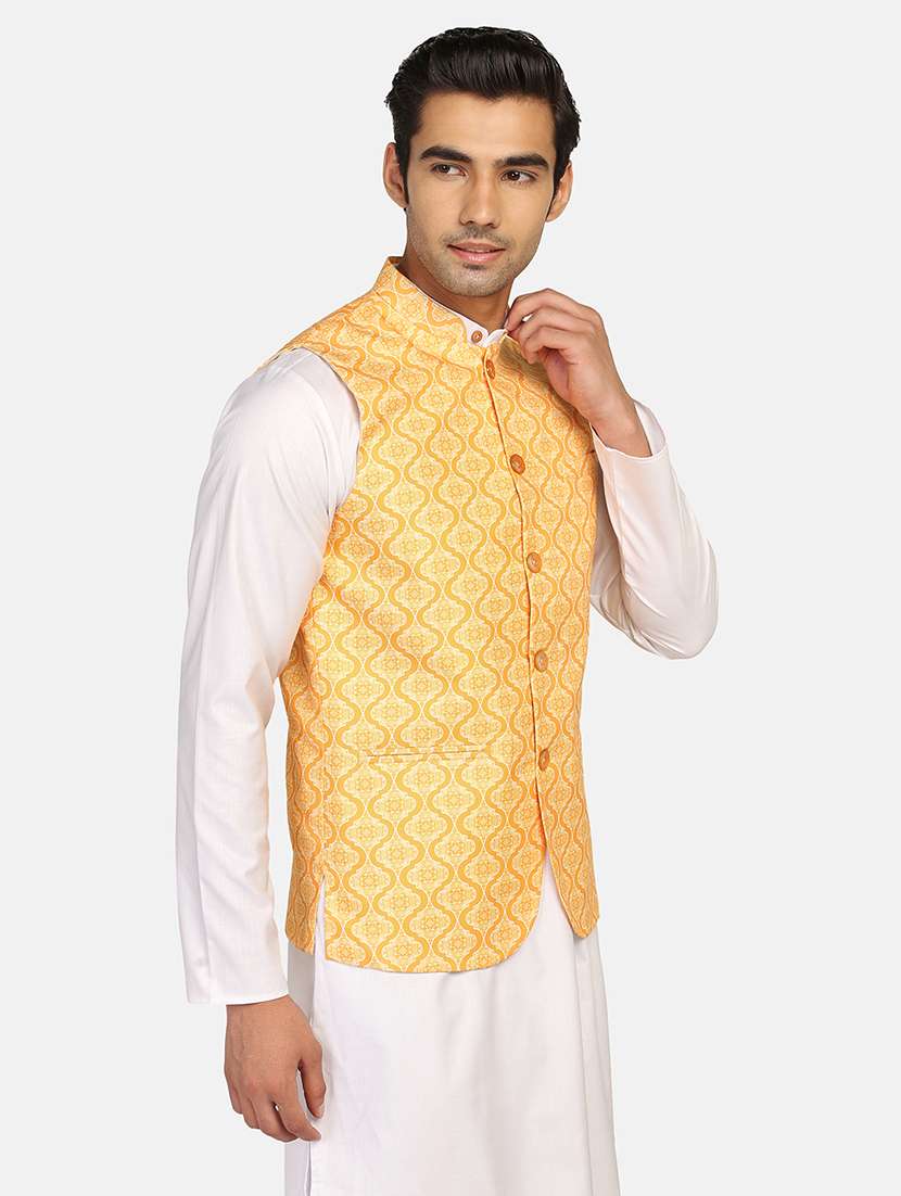 Men Printed Sleeveless Nehru Jacket - 22745540 -  Standard Image - 2