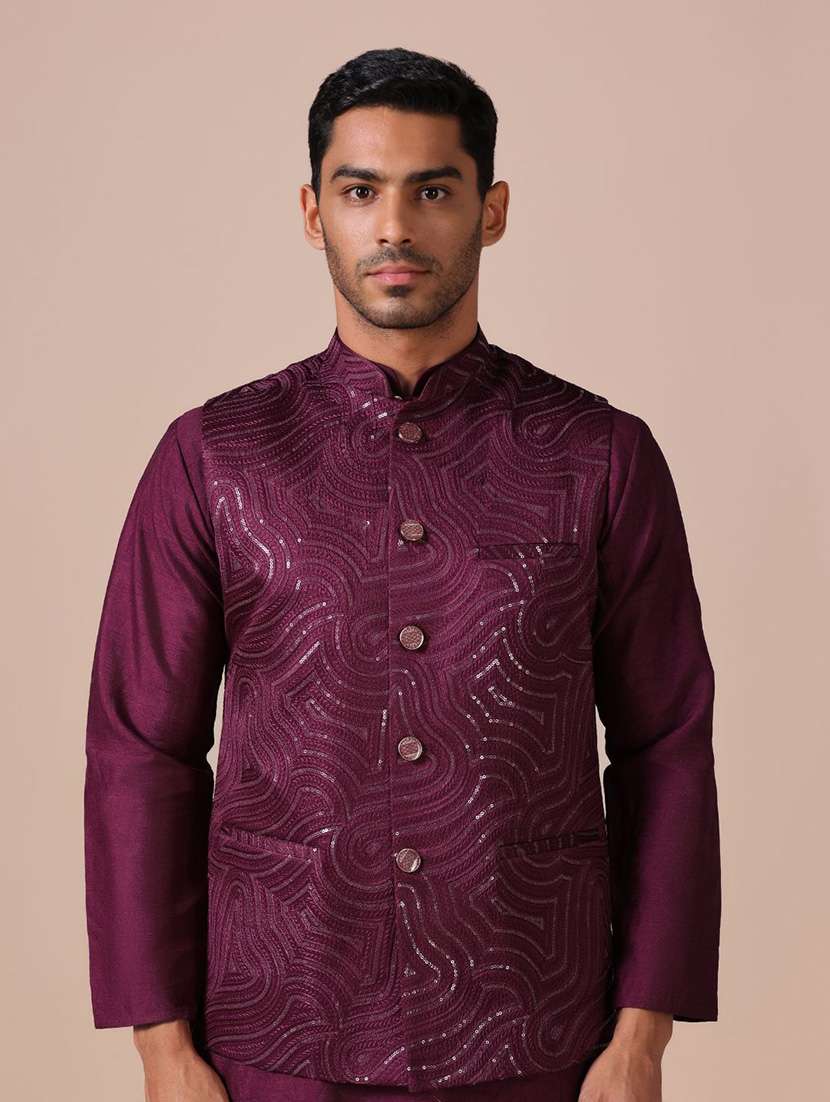 Men Embroidered Sleeveless Nehru Jacket - 22745585 -  Standard Image - 2