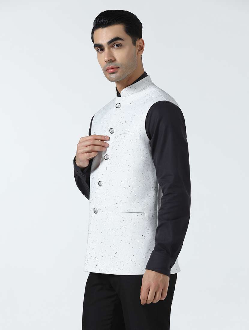 Men Self Design Sleeveless Regular Fit Nehru Jacket - 22745600 -  Standard Image - 2