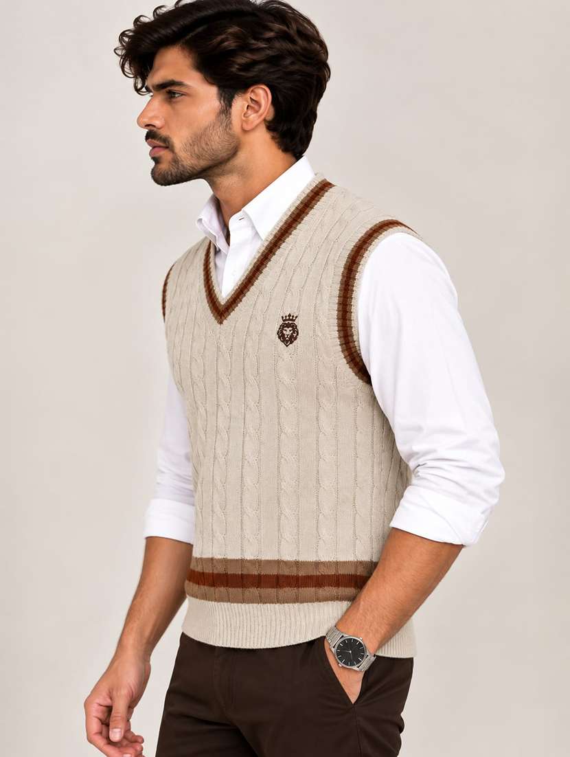 Men Self Design Sleeveless Regular Fit Pullover - 22745637 -  Standard Image - 2