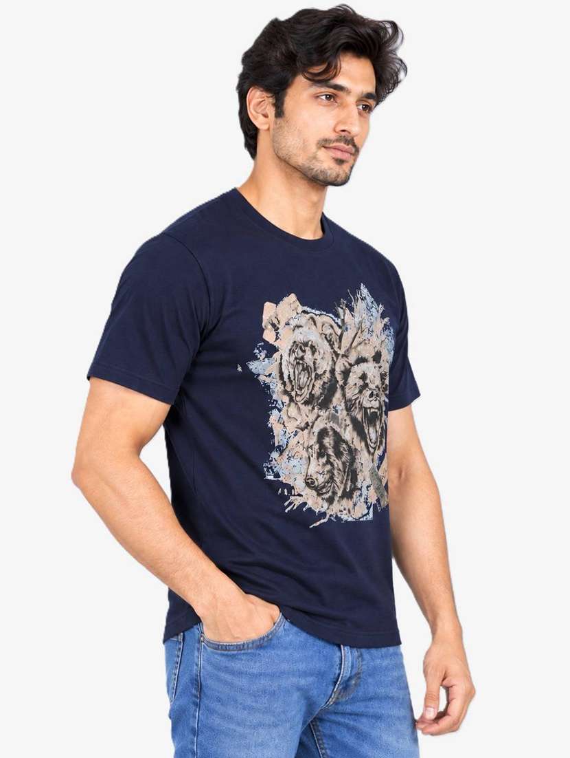 Men Printed Short Sleeve Regular Fit T-shirt - 22746724 -  Standard Image - 2