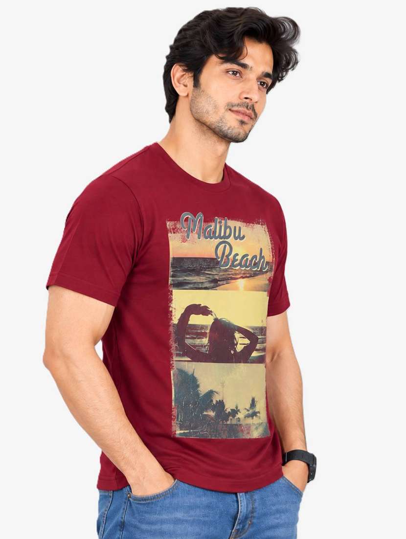 Men Printed Short Sleeve Regular Fit T-shirt - 22746726 -  Standard Image - 2