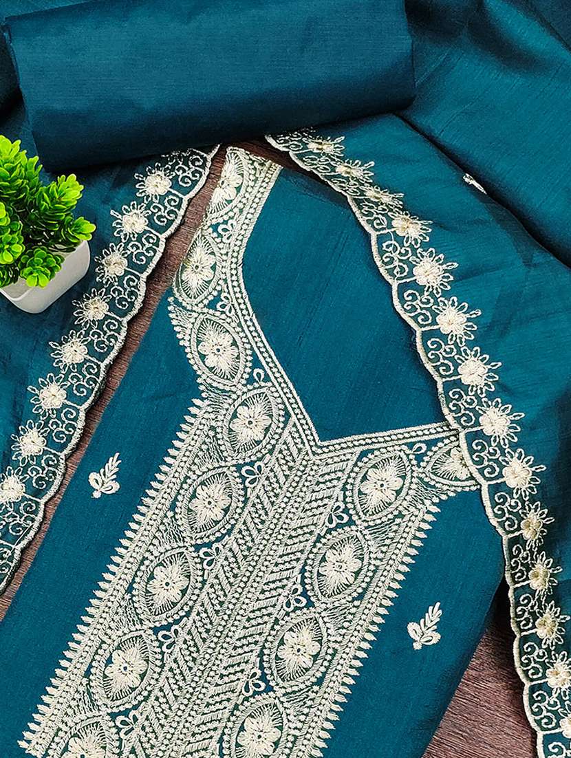 Women Solid With Work Unstitched Suit Set - 22746964 -  Standard Image - 2