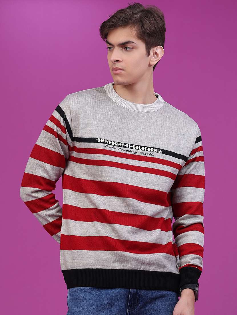 Men Striped Long Sleeve Regular Fit Pullover - 22753820 -  Standard Image - 2