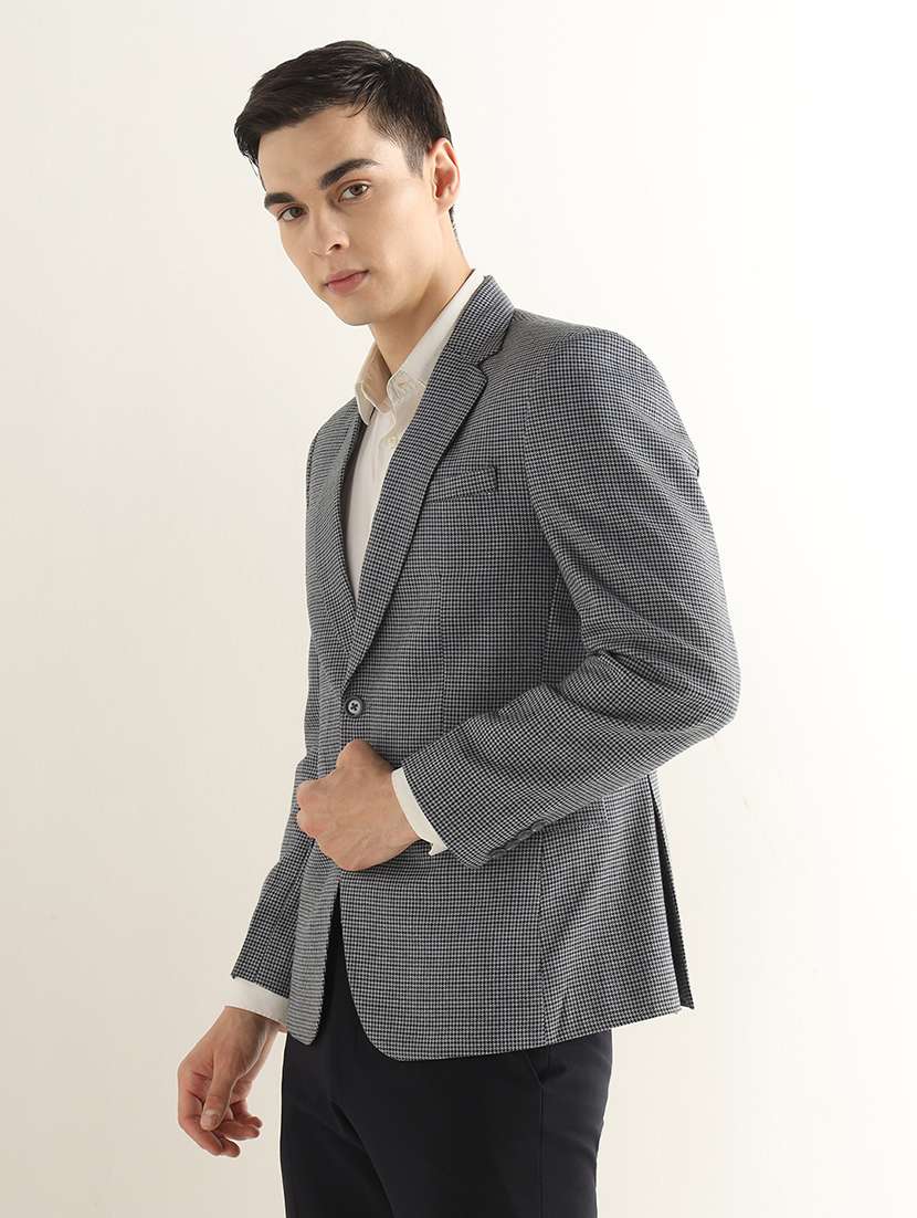 Men Checkered Lapel Collar Single Breasted Formal Blazer - 22755541 -  Standard Image - 2