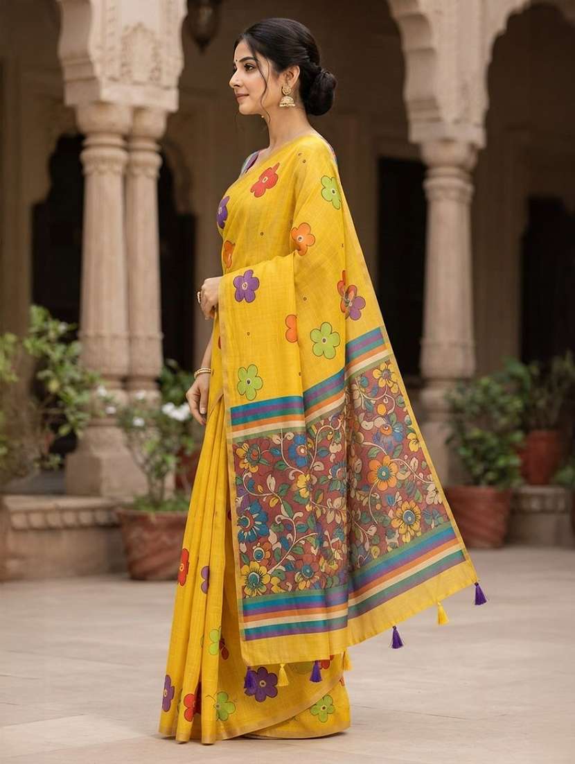 Women Printed Casual Wear Saree With Blouse - 22755564 -  Standard Image - 2