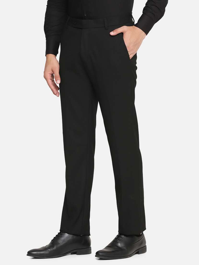 Men Solid Mid Rise Slim Fit Formal Trouser - 22755848 -  Standard Image - 2